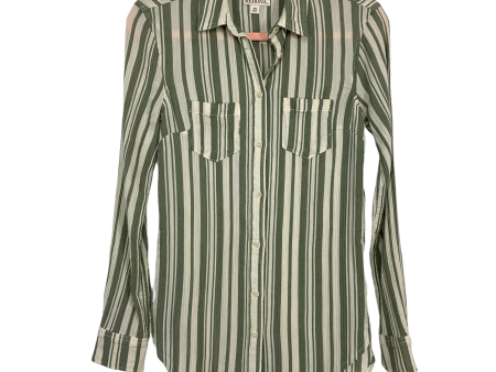 Merona Green Cream Stripped Button Down Top- Size XS Sale