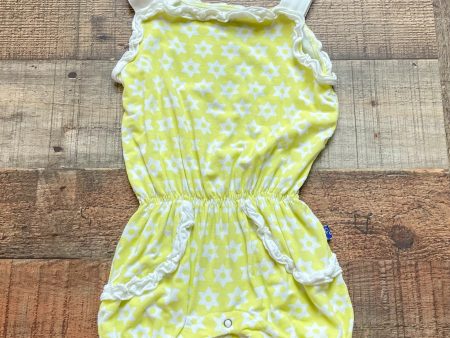 Kickee Pants Lime Green and White Floral Romper- Size 6-12M Sale