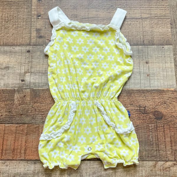 Kickee Pants Lime Green and White Floral Romper- Size 6-12M Sale