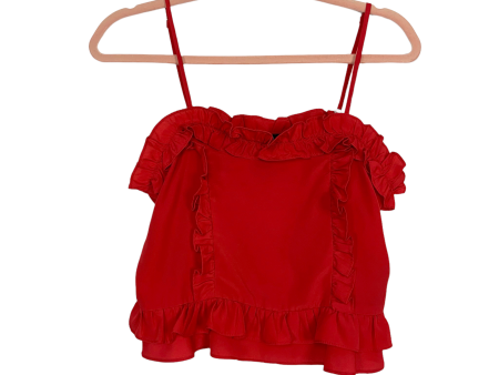 Forever 21 Red Ruffle Spaghetti Strap Top- Size S For Cheap