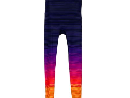 K-Deer Purple Pink Orange and Yellow Striped Sneaker Length Leggings- Size S (Inseam 24.5 ) Supply