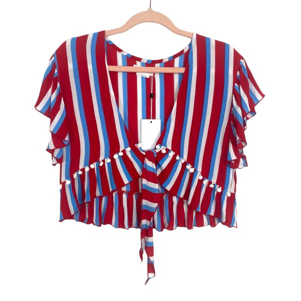 Lovers & Friends Red White Blue Front Tie Top NWT- Size M (we have matching skirt) Hot on Sale