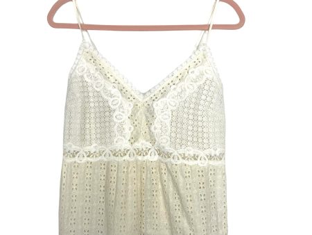 Abercrombie & Fitch White and Cream Eyelet Lace V-Neck Cami Top- Size M For Cheap