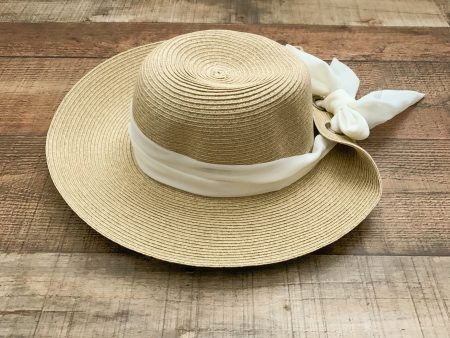 Sun N  Sand UPF 50+ Protection Straw Hat with White Chiffon Hot on Sale