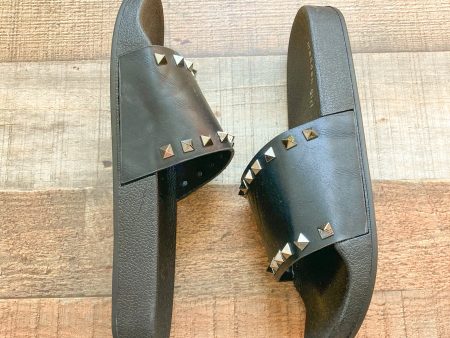 Madden Girl Black Studded Slide Sandals- Size 9 (BRAND NEW) Online