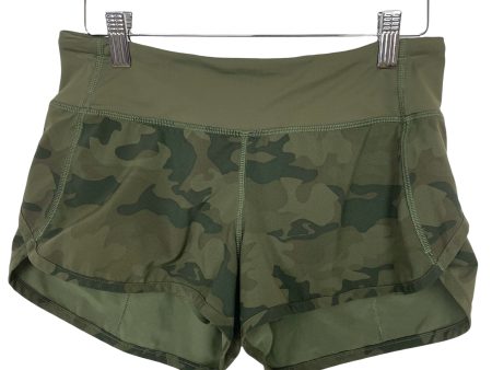 Lululemon Green Camo Print Speed Shorts- Size 4 Online now