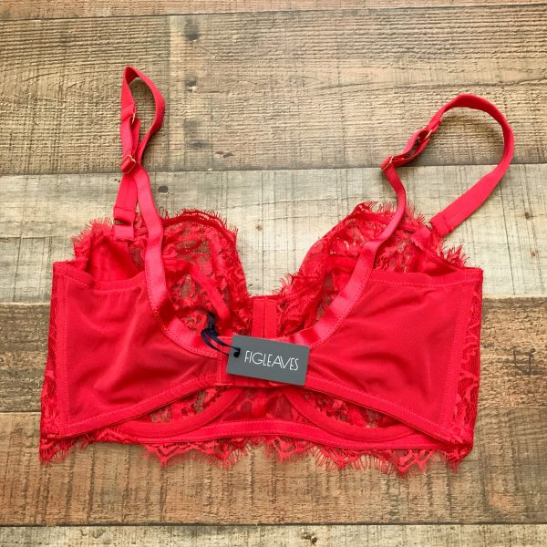 Figleaves Red Pulse Lace Underwired Balcony Bra NWT- Size 34I Supply