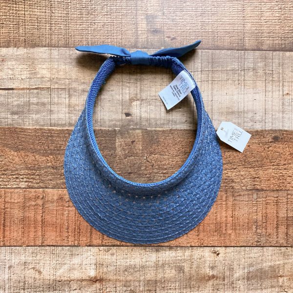 Time and True Blue Straw Visor Hat NWT Hot on Sale