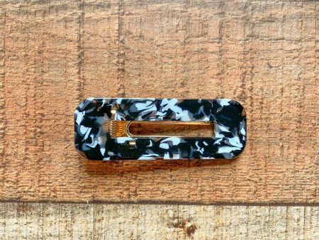 No Brand Black White Flecks Rectangle Hair Clip NEW Online now