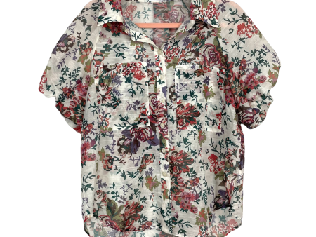 Chicwish Floral Puff Sleeves Button Down Top- Size S For Cheap