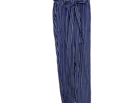 Shein Blue and White Striped Paper Bag Pants- Size XS Cheap