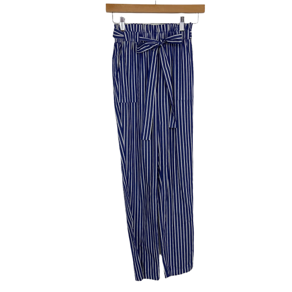 Shein Blue and White Striped Paper Bag Pants- Size XS Cheap