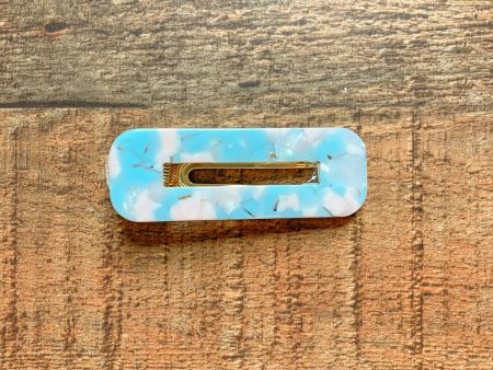 No Brand Blue Pink Flecks Rectangle Hair Clip Online now