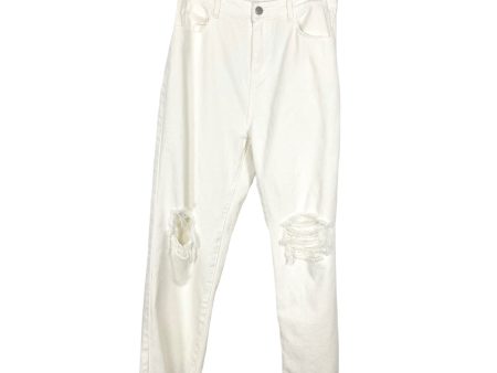 Vestique White Distressed Raw Hem Jeans NWT- Size L (Inseam 25 ) Hot on Sale