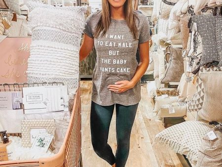 A Pea in the Pod Gray I Want to Eat Kale Maternity Tee- Size S Online now