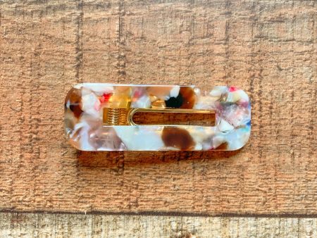 No Brand Multi-Colored Flecks Rectangle Hair Clip NEW Online now