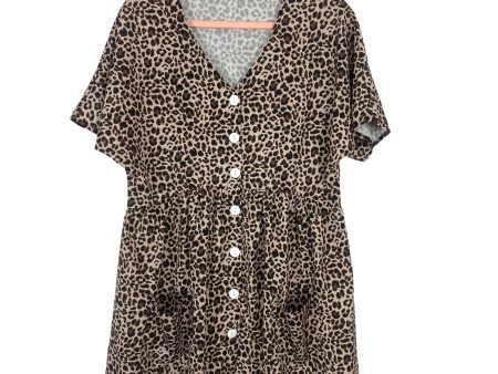 No Brand Animal Print Button Up Front Pocket Dress- Size S For Sale