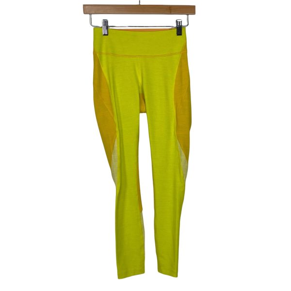 Outdoor Voices Neon Yellow and Mustard Color Block Cropped Leggings- Size XS (Inseam 24.5 ) Sale