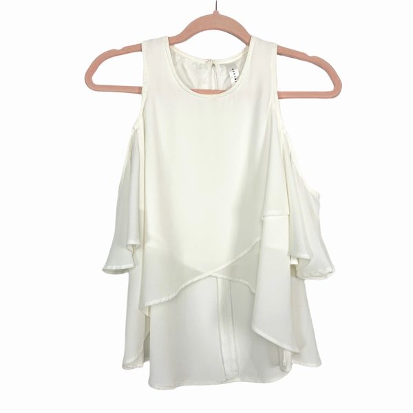 Blue Blush White Cut Out Sleeve Top- Size S Online Sale