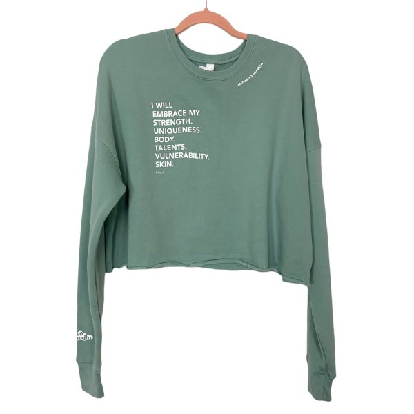 Bella+Canvas Mint I Will Embrace Rolled Hem Cropped Sweatshirt- Size L Online now