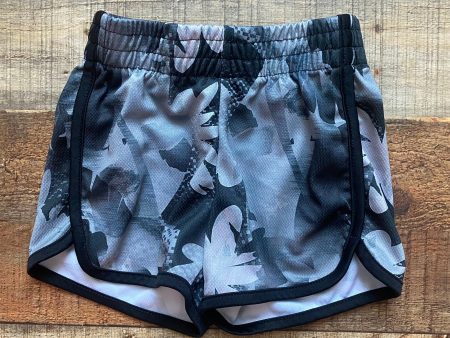 No Brand Black Grey Floral Athletic Shorts- Size 4 For Cheap