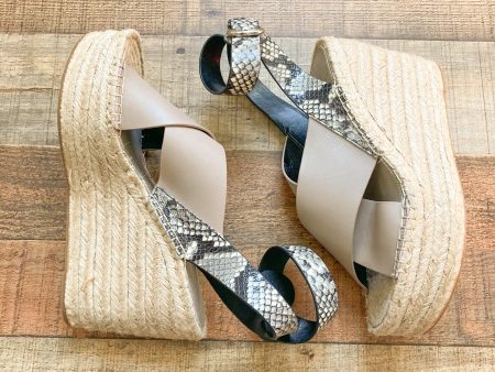 Marc Fisher Leather Snakeskin Ankle Strap Espadrille Wedge- Size 8.5 (BRAND NEW) Online Hot Sale