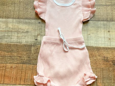 No Brand Ribbed Ruffle Onesie and Short Set- Size ~3-6M (sold as a set, see notes) Online