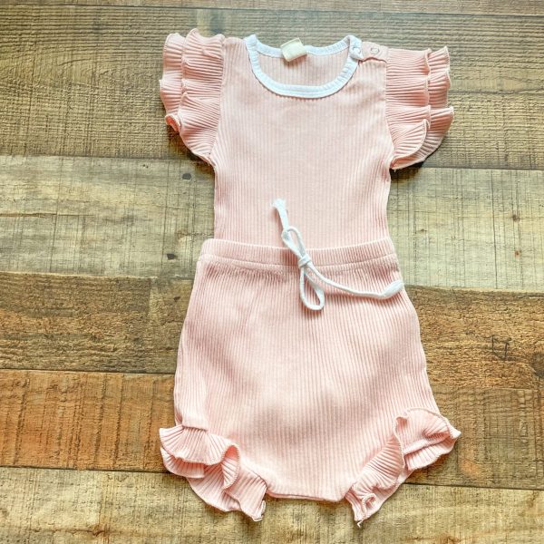 No Brand Ribbed Ruffle Onesie and Short Set- Size ~3-6M (sold as a set, see notes) Online