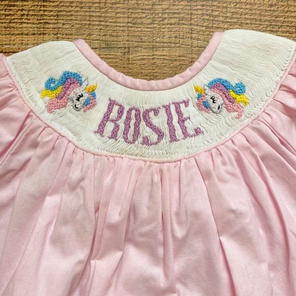 Poppy Kids Co. “Rosie” Smocked Unicorn and Rainbow Dress with Matching Bloomers- Size 2T (see notes) Online now