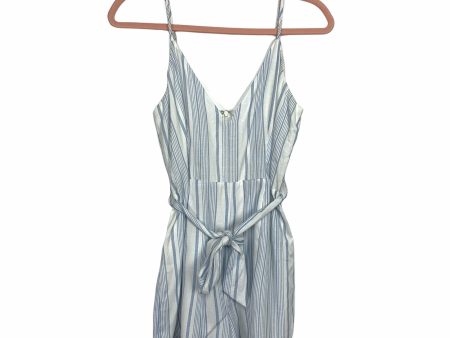 Superdown White Blue Striped Belted Romper- Size S Online