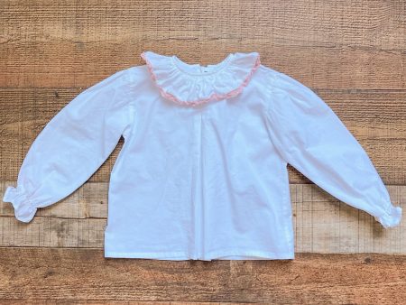 Pukatuka White with Pink Lace Ruffle Collar Top- Size 2 (see notes) Online Hot Sale