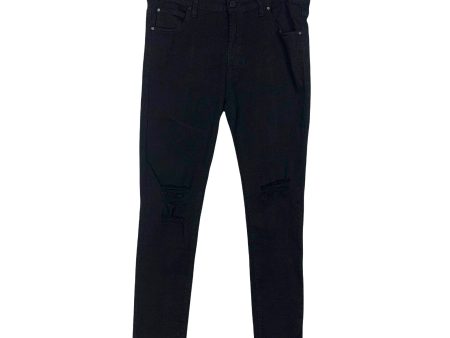 Amaryllis Black Distressed Denim Raw Hem Ankle Jeans- Size L (Inseam 28 ) on Sale