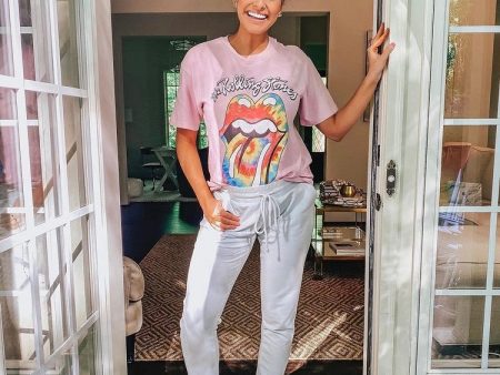 Daydreamer for Free People Pink Rolling Stones Tee- Size S Supply