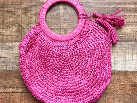 3AM Forever Fuchsia Paper Straw with Tassels Handbag Cheap