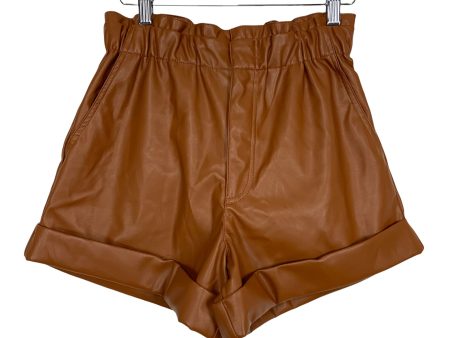 Buddy Love Mocha Vegan Leather Paperbag Shorts NWT- Size S For Sale