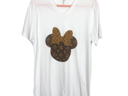 Bella + Canvas White V-Neck LV Minnie Ears Tee- Size M Online Sale