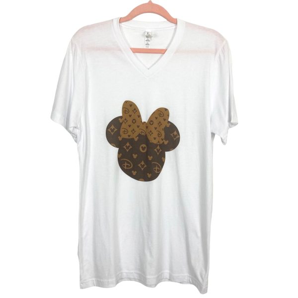 Bella + Canvas White V-Neck LV Minnie Ears Tee- Size M Online Sale