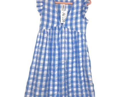 2Hearts Blue White Checker Ruffle Sleeve Hope Dress NWT- Size S (sold out online) Online now