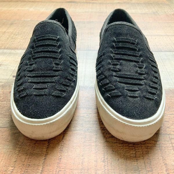 America Eagle Outfitters Black Suede Slip On Platform Sneakers- Size 7 For Cheap