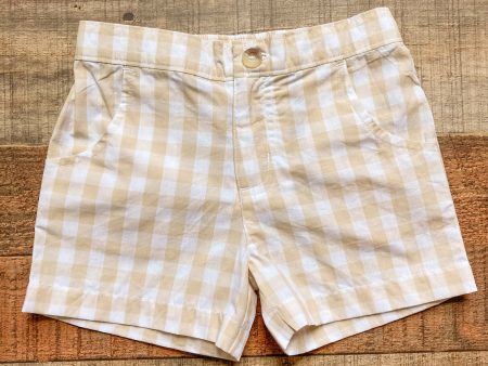 Little Paper Boat Tan Gingham Shorts- Size 4T Online