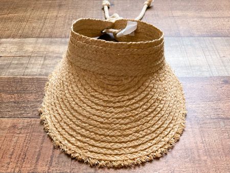 Target Natural Straw Raw Edge Visor Hat with Adjustable Tie Back Sale