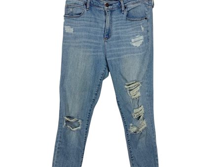 Abercrombie & Fitch Simone High Rise Ankle Light Wash Distressed Denim Jeans- Size 32 14R (Inseam 24 ) Hot on Sale