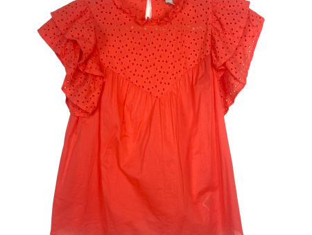 A New Day Coral Eyelet Tiered Ruffle Sleeve Top- Size XS Fashion