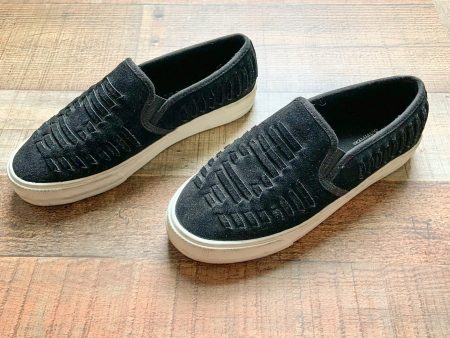 America Eagle Outfitters Black Suede Slip On Platform Sneakers- Size 7 For Cheap