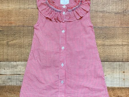 Sun House Childrens Red Gingham Smocked Ruffle Collar Sleeveless Dress- Size 3 (see notes) Sale