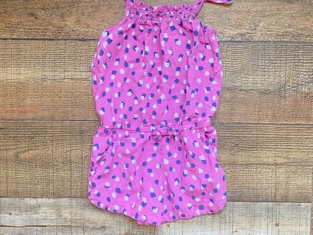 Cat & Jack Pink Purple Print Faux Draw String Romper- Size XS (4 5) on Sale