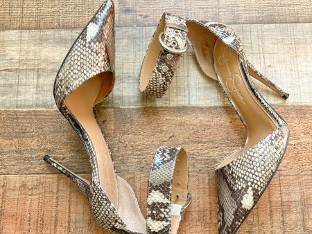 Jessica Simpson Snakeskin Ankle Wrap Stiletto- Size 8.5 (see notes) Online Hot Sale