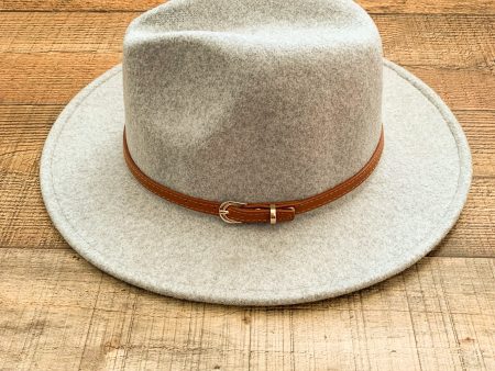 No Brand Grey Wool Blend Belted Hat For Cheap