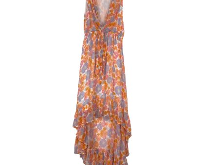 SUNDRESS Orange and Purple Print Front Cutout Hi Low Dress- Size M L Online