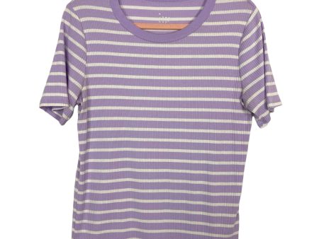 A New Day Purple White Striped Ribbed Top-Size XL Hot on Sale